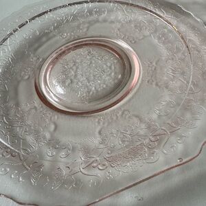 Set of 2 Vintage Plates Pink Depression Glass Federal Glass Madrid
